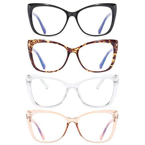 OWTXIS 4 Pack Oversized Cat-Eye Reading Glasses for Women, Lightweight Large Frame Fashion Readers +1.00 - Image 2