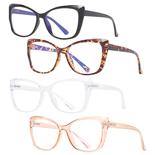 OWTXIS 4 Pack Oversized Cat-Eye Reading Glasses for Women, Lightweight Large Frame Fashion Readers +1.00 - Image 1