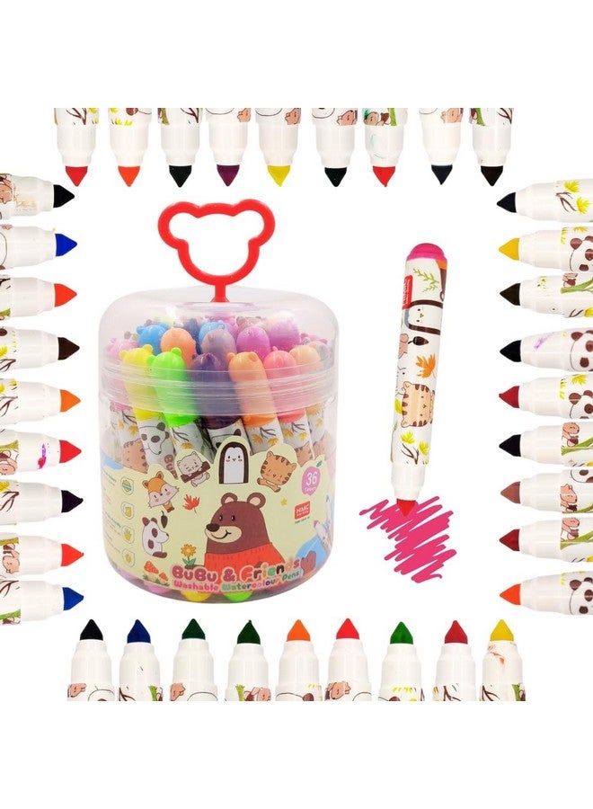 بلس بوينت مجموعة أقلام تحديد PLUSPOINT للأطفال، ٣٦ قلمًا قابلة للغسل، وأقلام تحديد للأطفال للتلوين والرسم والفن | أدوات رسم تخطيطي للأطفال | أدوات فنية جذابة | أقلام تلوين متعددة الألوان - Image 1