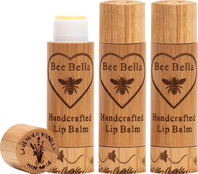Bee Bella Lip Balm, Lavender Vanilla, 3 Pack - Moisturizing Lip Care, 100% Natural, Original Organic Beeswax with Vitamin E, Handmade in USA, Gift - Image 1