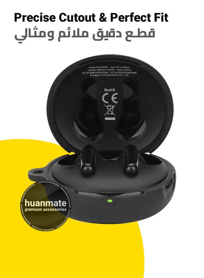 huanmate QCY T13 ANC2 Silicone Case Cover - Black - Made with Soft Silicone, Lightweight & Durable - Stylish Design, Accurate Cut-outs, Easy Installation & Removal - Image 2