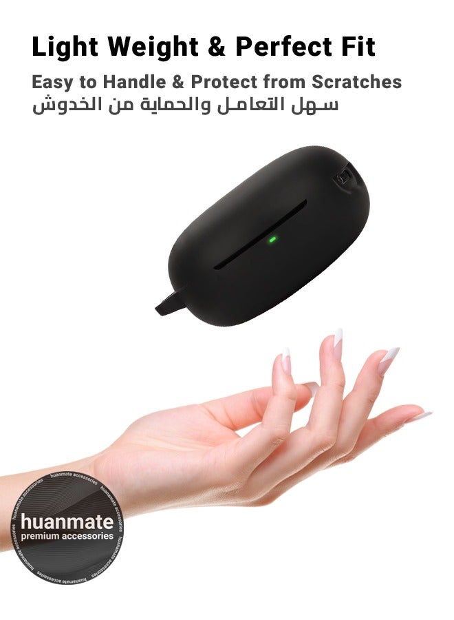 huanmate QCY T13 ANC2 Silicone Case Cover - Black - Made with Soft Silicone, Lightweight & Durable - Stylish Design, Accurate Cut-outs, Easy Installation & Removal - Image 3