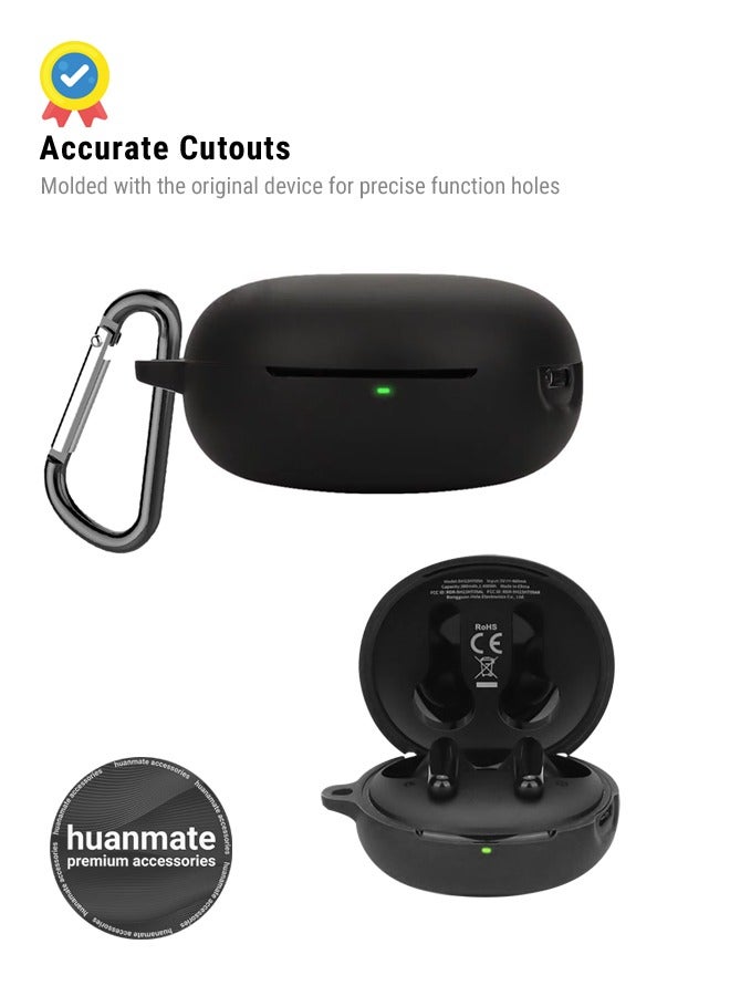 huanmate QCY T13 ANC2 Silicone Case Cover - Black - Made with Soft Silicone, Lightweight & Durable - Stylish Design, Accurate Cut-outs, Easy Installation & Removal - Image 5