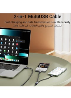 mpBLBERRI 2-in-1 Type-C to (100W Type-C) and (27W Lightning) Fast Charging Cable with 1.3 Meter Length, MpBlberri BLB-U351 - Black & Grey  - Image 2