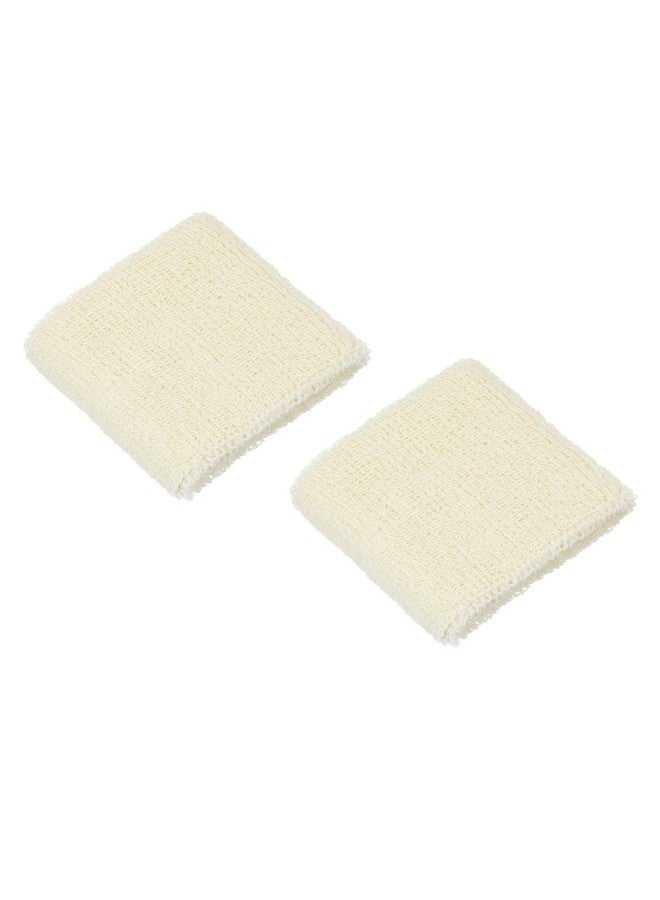 PATIKIL Sports Wristbands 8X8Cm 2 Pack Cotton Terry Cloth Absorbent Sweatband For Tennis Basketball Working Out Athletic Running Beige  - Image 1