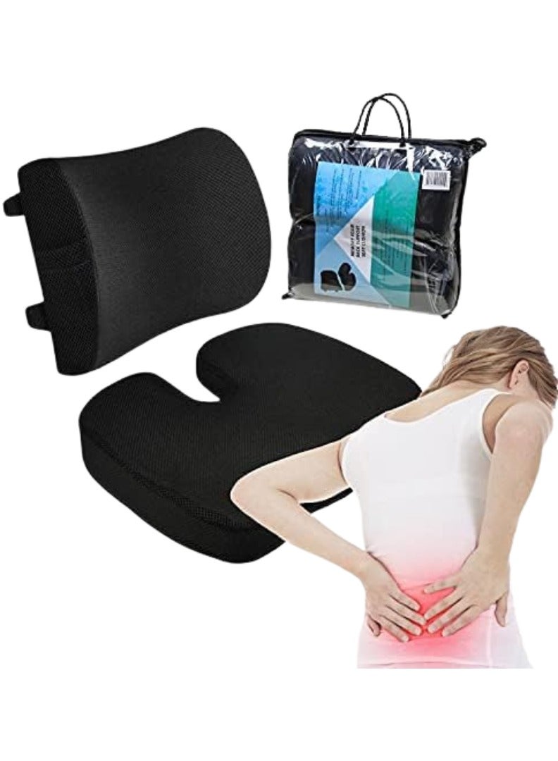 Generic orthopedic memory foam seat cushion for office chair, sciatica pain relief with lumbar support for office chair cushion for back, tailbone pain relief with car seat cushion - Image 1