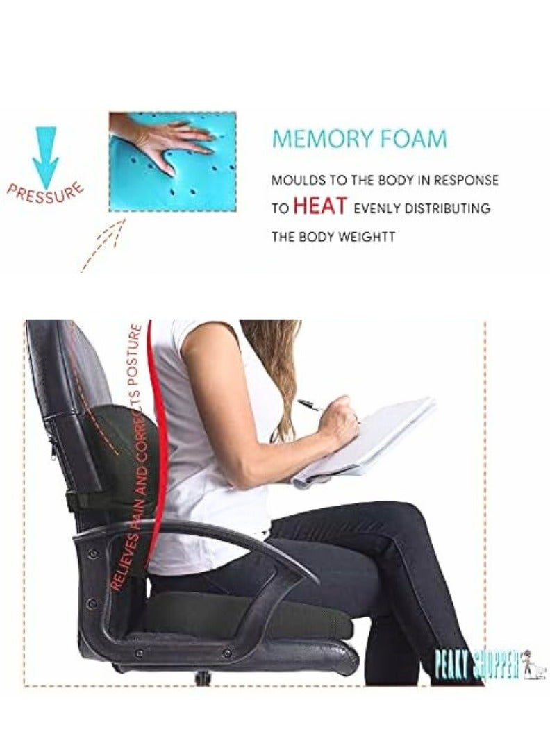 Generic orthopedic memory foam seat cushion for office chair, sciatica pain relief with lumbar support for office chair cushion for back, tailbone pain relief with car seat cushion - Image 2