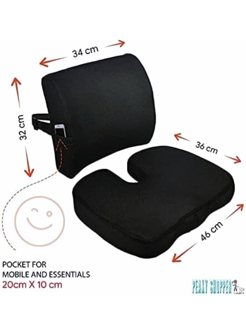 Generic orthopedic memory foam seat cushion for office chair, sciatica pain relief with lumbar support for office chair cushion for back, tailbone pain relief with car seat cushion - Image 4