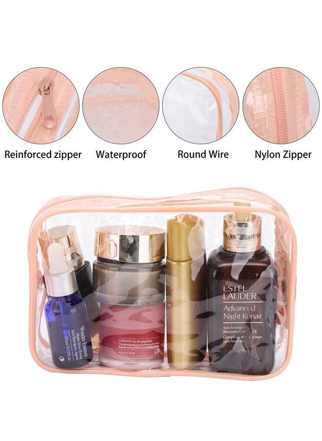 Tbestmax 10 Pcs Clear Cosmetic Bags Small Travel Toiletry Bags Organizer, Portable Waterproof Washing Makeup Bags for Bathrooms and Vacations Pink  - Image 3