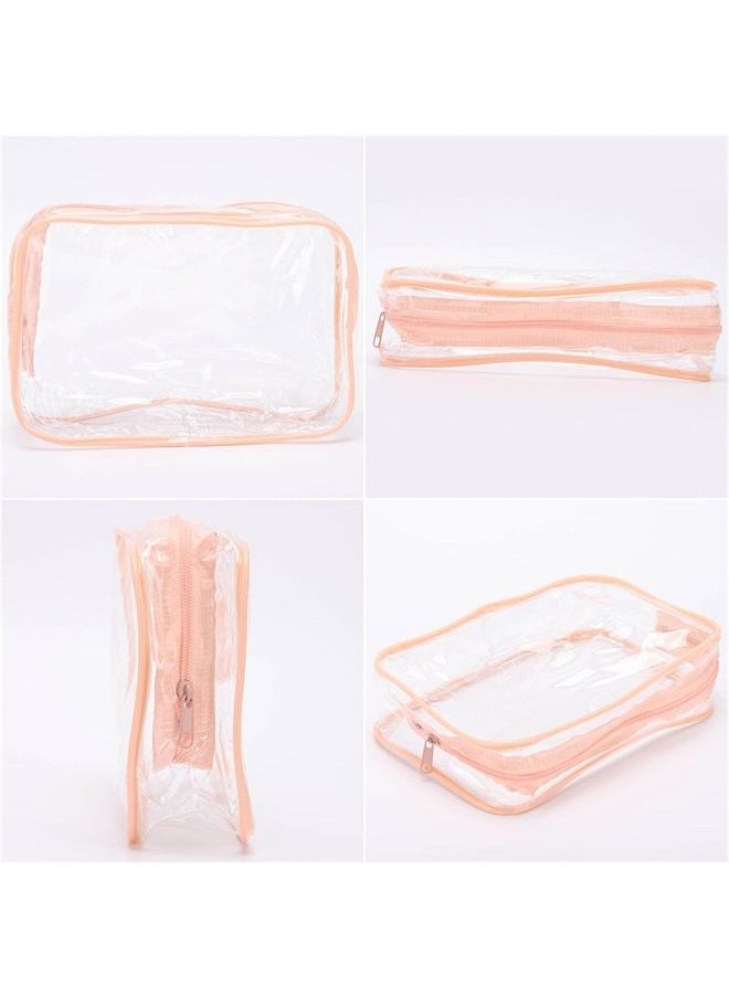 Tbestmax 10 Pcs Clear Cosmetic Bags Small Travel Toiletry Bags Organizer, Portable Waterproof Washing Makeup Bags for Bathrooms and Vacations Pink  - Image 4