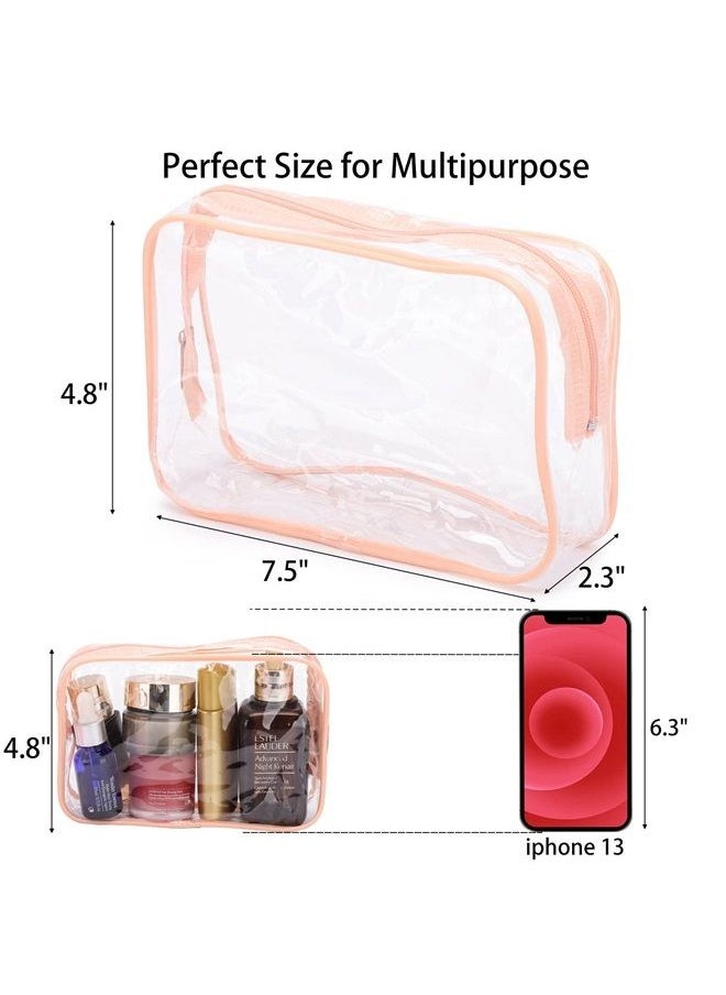Tbestmax 10 Pcs Clear Cosmetic Bags Small Travel Toiletry Bags Organizer, Portable Waterproof Washing Makeup Bags for Bathrooms and Vacations Pink  - Image 2