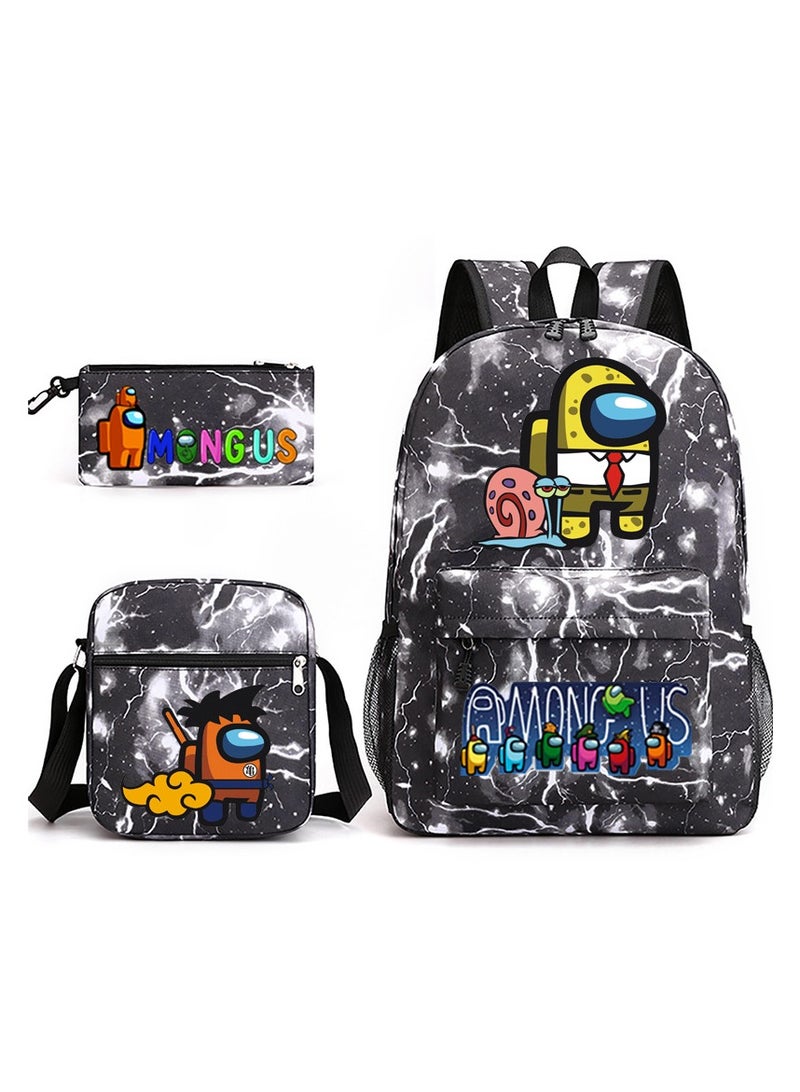 Among Us Children Backpack Schoolbag Teen Student School Book bag with Lunch Box Pen Case 3 in 1 for Kids