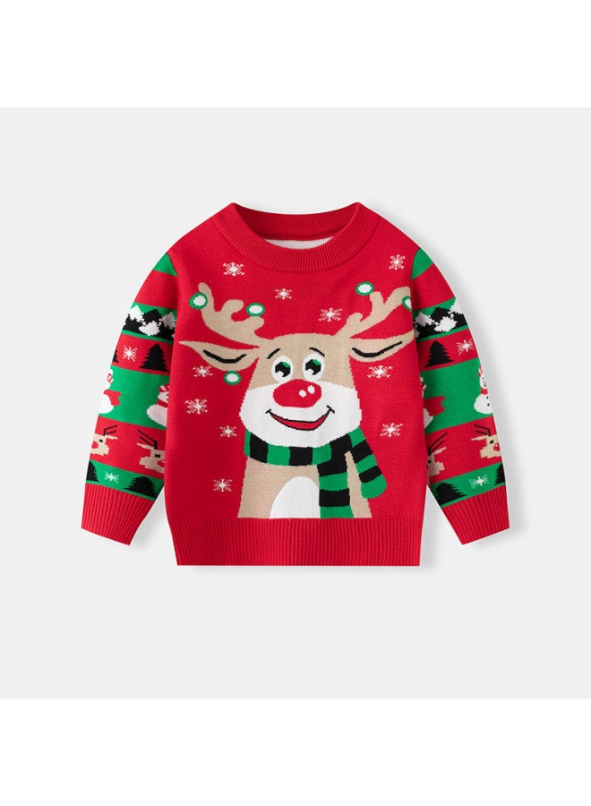 New European And American Autumn Winter Kids Family Matching Christmas Party Cartoon Sweater Men Women Family Knitwear