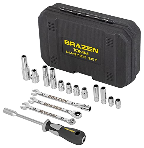 BRAZEN 10mm Master Set - 12 Sockets, Three Wrenches, One Nut Driver - All 10mm! - Image 1