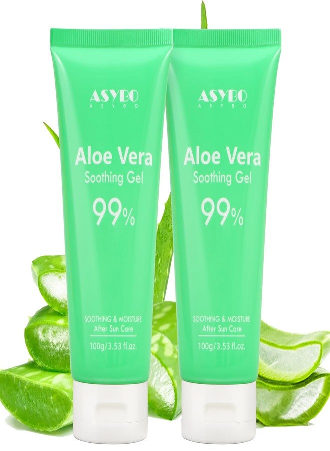 ASYBO 100x2 ML Aloe Vera Gel – 99% Organic Pure Aloe Vera Hydrating Face & Body Moisturizer, Natural Aloe Cream for Dry Skin, Sunburn, Acne, Soothing & Moisturizing for Face Body Hair - Image 1