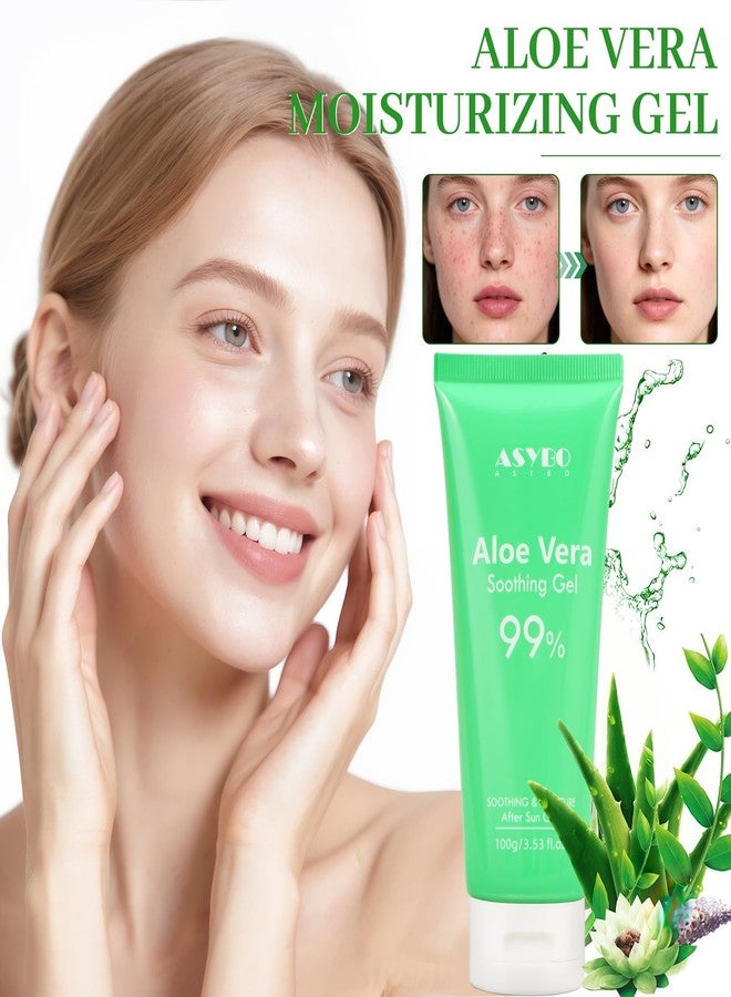 ASYBO 100x2 ML Aloe Vera Gel – 99% Organic Pure Aloe Vera Hydrating Face & Body Moisturizer, Natural Aloe Cream for Dry Skin, Sunburn, Acne, Soothing & Moisturizing for Face Body Hair - Image 4