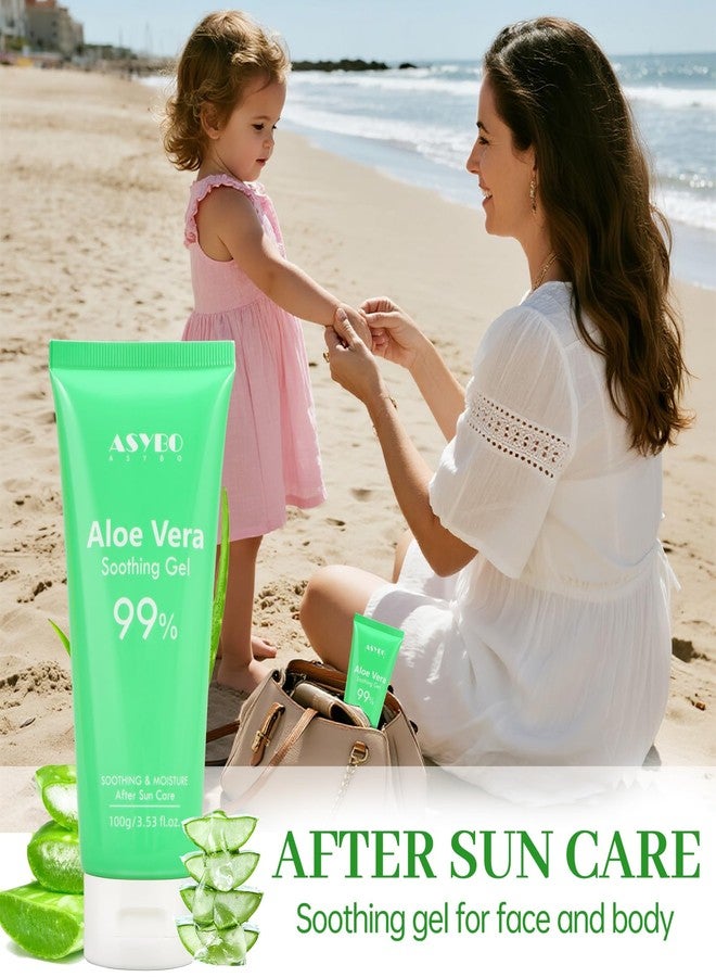 ASYBO 100x2 ML Aloe Vera Gel – 99% Organic Pure Aloe Vera Hydrating Face & Body Moisturizer, Natural Aloe Cream for Dry Skin, Sunburn, Acne, Soothing & Moisturizing for Face Body Hair - Image 5