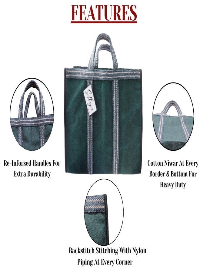 STLYZ حقائب قماشية متعددة الأغراض قابلة لإعادة الاستخدام من القطن من STLYZ (THELA) لحمل الحليب والبقالة بمقابض معززة - (17 × 8 × 13.5 بوصة) (3) - Image 3