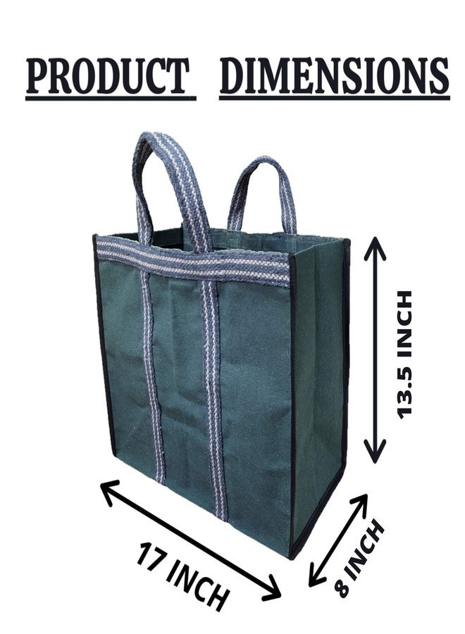 STLYZ حقائب قماشية متعددة الأغراض قابلة لإعادة الاستخدام من القطن من STLYZ (THELA) لحمل الحليب والبقالة بمقابض معززة - (17 × 8 × 13.5 بوصة) (3) - Image 2