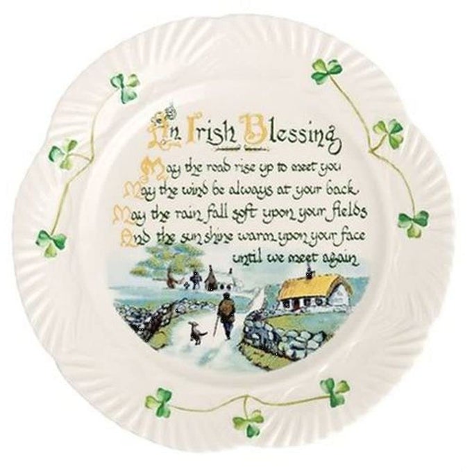 HARP IRISH BLESSING PLATE FINE PARIAN CHINA SHAMROCK DECORATIVE PLATE HANDCRAFTED IRISH DECOR 89D WHITE