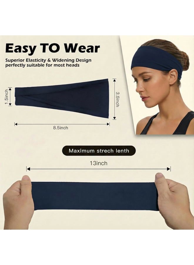 VANRUID Headbands for Women, 12PCS Wide Stretchy Sports Hair Bands, Elastic Soft Fashion Head Bands, Non-Slip Running Sweatbands for Fashion, Washing Face, Workouts, Yoga, Daily Use - Image 3