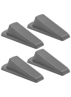 sokany 4 Packs Door Stoppers, Large Rubber Door Stoppers Wedge with Multi Surface Design, Door Stoppers for Bottom, Prevent the Lock-Outs, Floor Sturdy Stackable Door Stop (Grey)  - Image 1