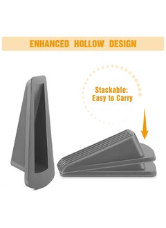 sokany 4 Packs Door Stoppers, Large Rubber Door Stoppers Wedge with Multi Surface Design, Door Stoppers for Bottom, Prevent the Lock-Outs, Floor Sturdy Stackable Door Stop (Grey)  - Image 4