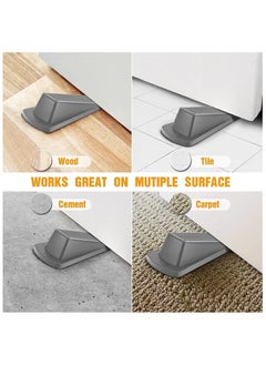 sokany 4 Packs Door Stoppers, Large Rubber Door Stoppers Wedge with Multi Surface Design, Door Stoppers for Bottom, Prevent the Lock-Outs, Floor Sturdy Stackable Door Stop (Grey)  - Image 5