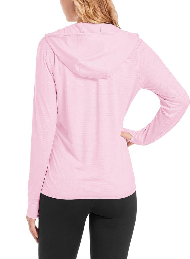 TACVASEN SPF Jackets for Women with Pockets Sun Protection Traveling Rash Guard Hoodie Shirts, Light Pink, XL - Image 2