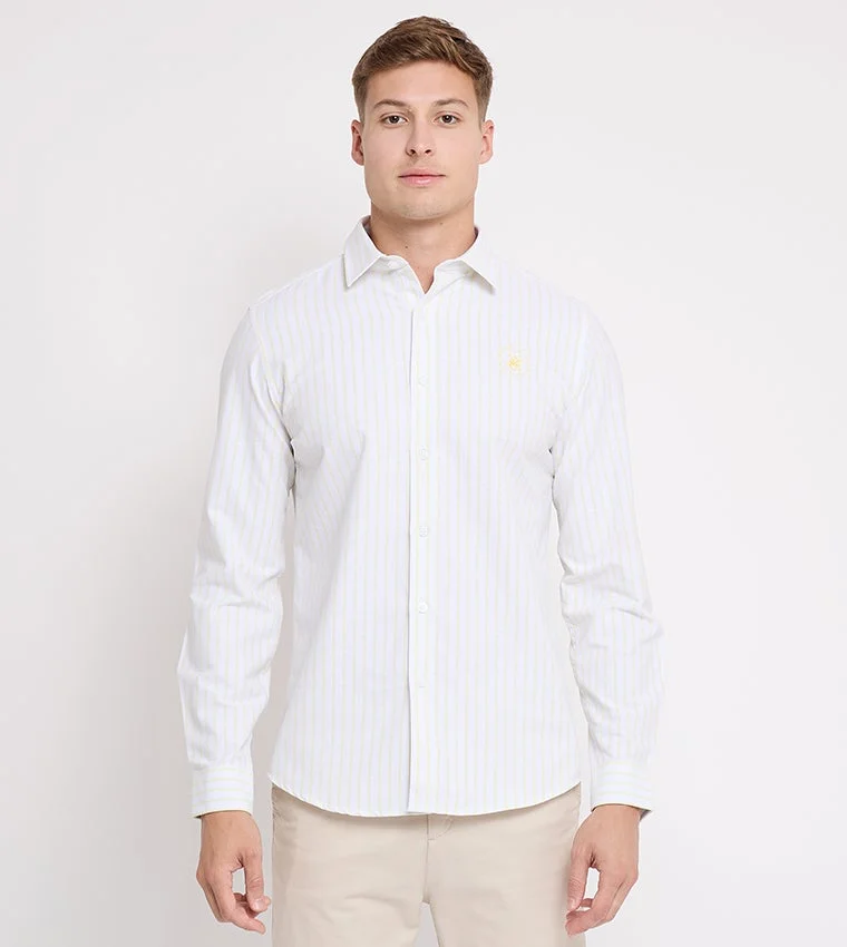 Long-sleeved striped casual shirt