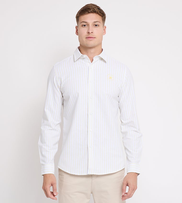 Long-sleeved striped casual shirt