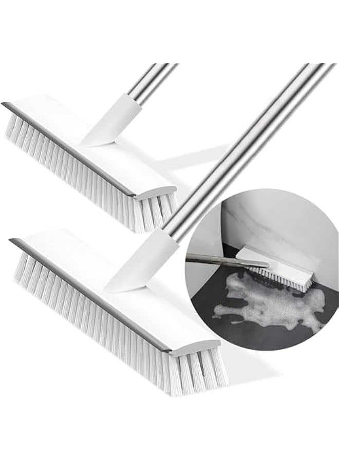 تراسل فرشاة تنظيف الارضيات من هوكور، عبوة من 2 فرشاة تنظيف بمقبض طويل، فرشاة بشعيرات صلبة للسطح والحمام وحوض الاستحمام والبلاط والجص والمطبخ وحمام السباحة والفناء والجراج - Image 1