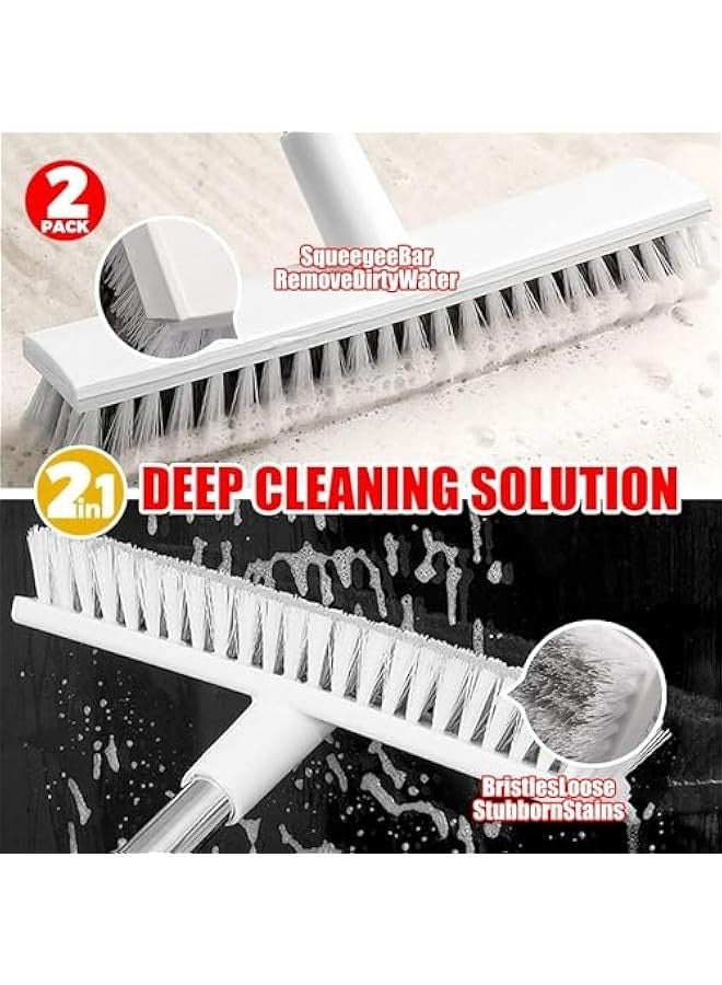 تراسل فرشاة تنظيف الارضيات من هوكور، عبوة من 2 فرشاة تنظيف بمقبض طويل، فرشاة بشعيرات صلبة للسطح والحمام وحوض الاستحمام والبلاط والجص والمطبخ وحمام السباحة والفناء والجراج - Image 4