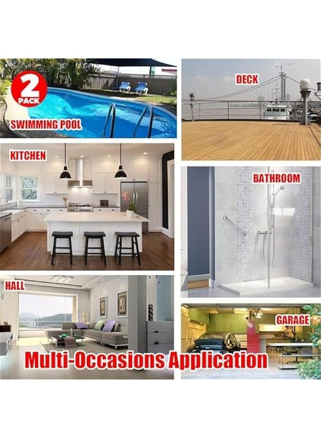 تراسل فرشاة تنظيف الارضيات من هوكور، عبوة من 2 فرشاة تنظيف بمقبض طويل، فرشاة بشعيرات صلبة للسطح والحمام وحوض الاستحمام والبلاط والجص والمطبخ وحمام السباحة والفناء والجراج - Image 5