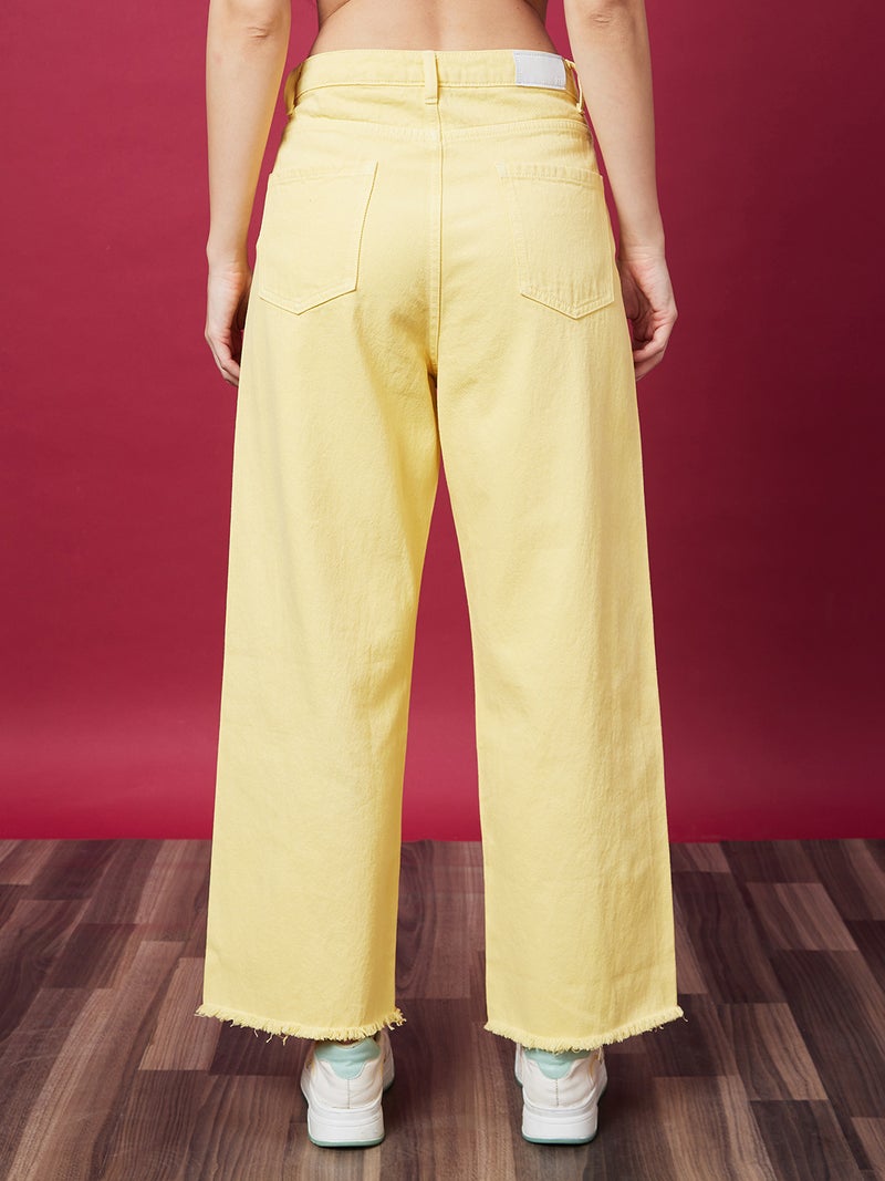 globus Globus Women Wide Leg Mid-Rise Pure Cotton Jeans  - Image 3