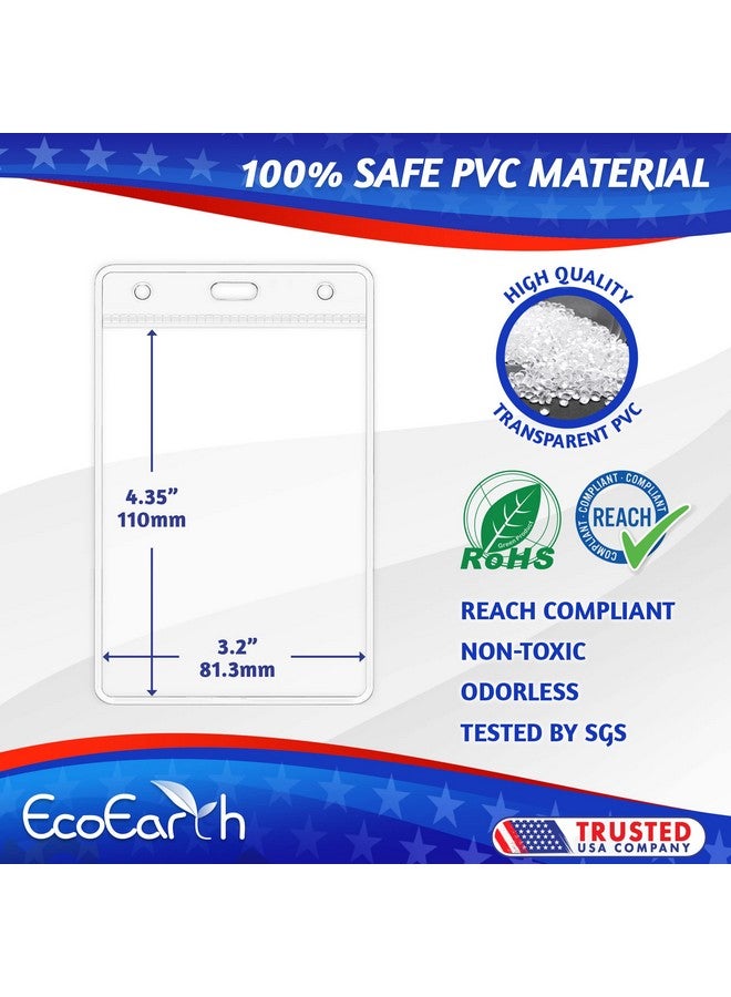 EcoEarth Vertical Name Badge Holders With Soft Edge (Large 3X4, 100 Pack) Clear Plastic Pouch For Id Name Tags, Conference Nametag Sleeves, No Zipper For Quick And Easy Loading Of Card Inserts - Image 2