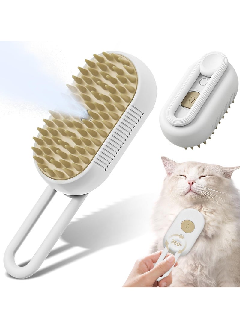 Necomi - Necomi Cat Brush,Steam Cat Brush,Self Cleaning Cat Steam Brush for Massage,Removes Static Flying Hair,Cat Hair Brush for Removing Tangled and Loosse,Hair Pet Hair Removal Comb for Cat and Dog(White) - Image 1