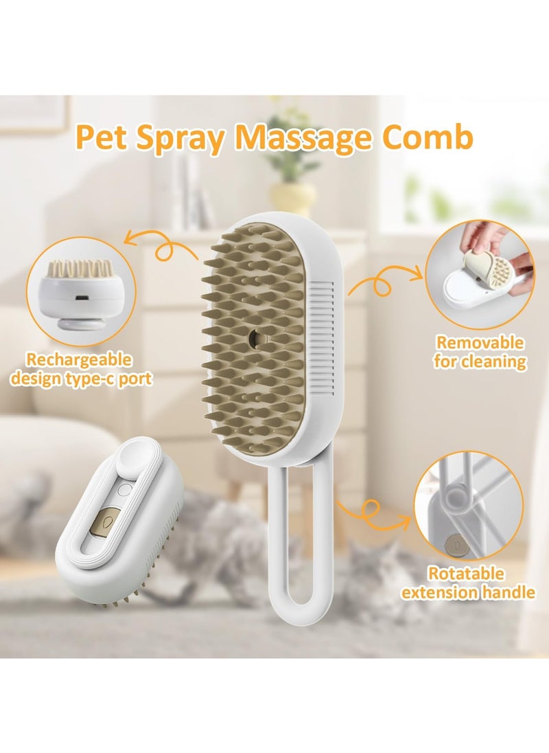 Necomi - Necomi Cat Brush,Steam Cat Brush,Self Cleaning Cat Steam Brush for Massage,Removes Static Flying Hair,Cat Hair Brush for Removing Tangled and Loosse,Hair Pet Hair Removal Comb for Cat and Dog(White) - Image 1