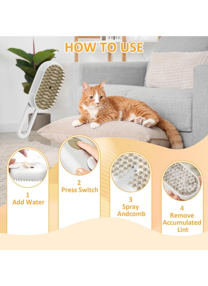 Necomi - Necomi Cat Brush,Steam Cat Brush,Self Cleaning Cat Steam Brush for Massage,Removes Static Flying Hair,Cat Hair Brush for Removing Tangled and Loosse,Hair Pet Hair Removal Comb for Cat and Dog(White) - Image 1