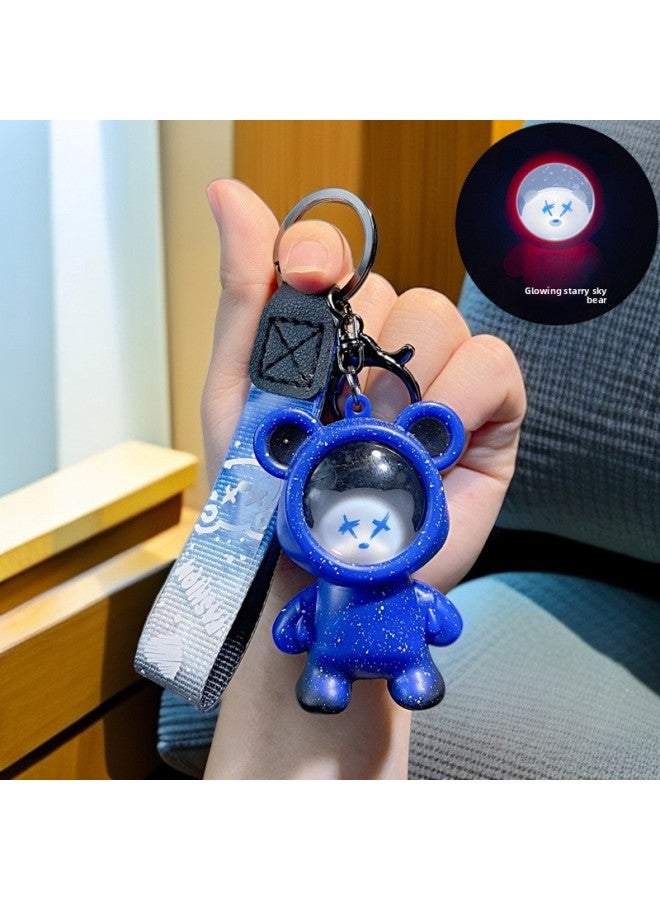 Luminous Backpack Keychain Trendy Lighted Luminous Starry Sky Astronaut Glossy Doll Car Keychain Small Gift 