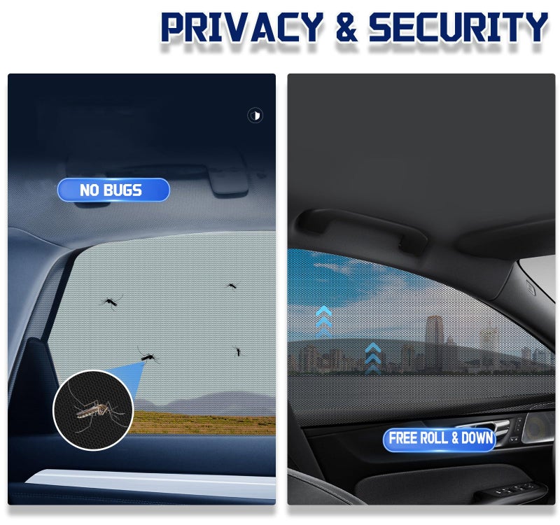 OUTTDID Car Rear Window Screens for Side Windows, 2 Pack Side Window Sun Shades,Stretchy Mosquito Net Cover Fit Cars SUVs - Up to 36.22â€x55.1â€ - Image 4