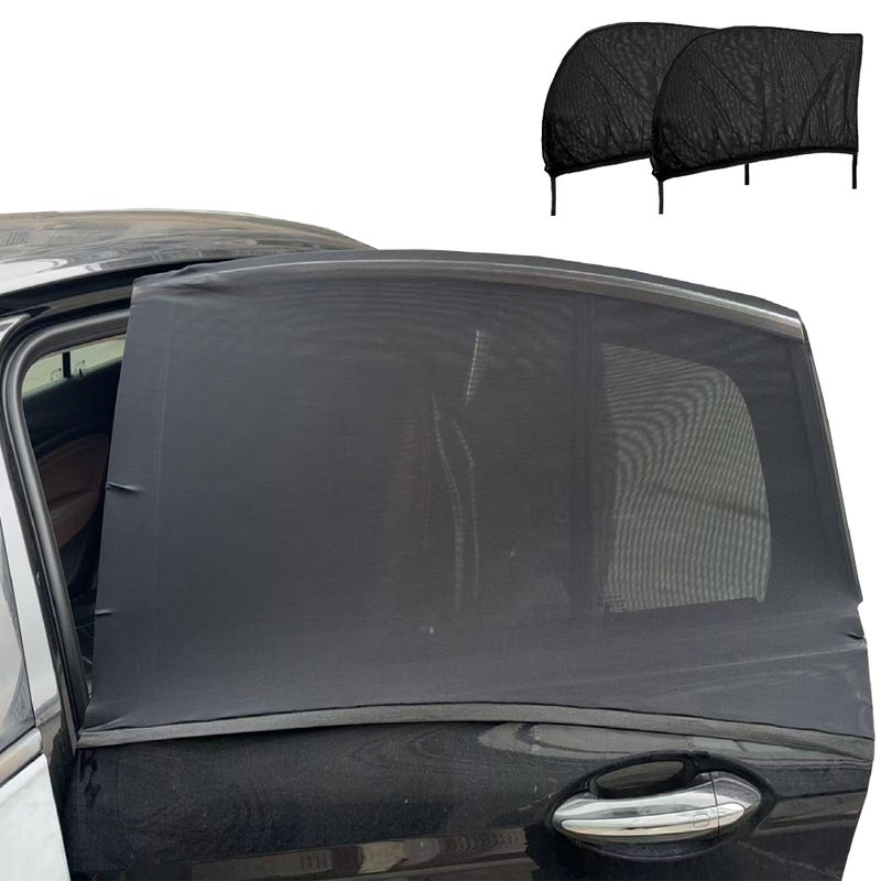 OUTTDID Car Rear Window Screens for Side Windows, 2 Pack Side Window Sun Shades,Stretchy Mosquito Net Cover Fit Cars SUVs - Up to 36.22â€x55.1â€ - Image 1