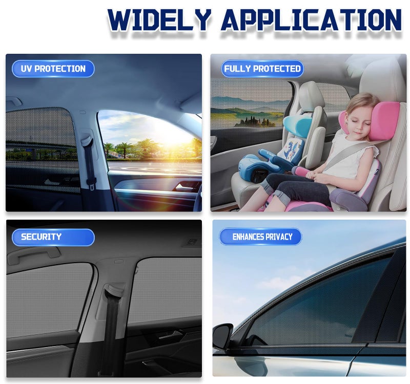 OUTTDID Car Rear Window Screens for Side Windows, 2 Pack Side Window Sun Shades,Stretchy Mosquito Net Cover Fit Cars SUVs - Up to 36.22â€x55.1â€ - Image 5