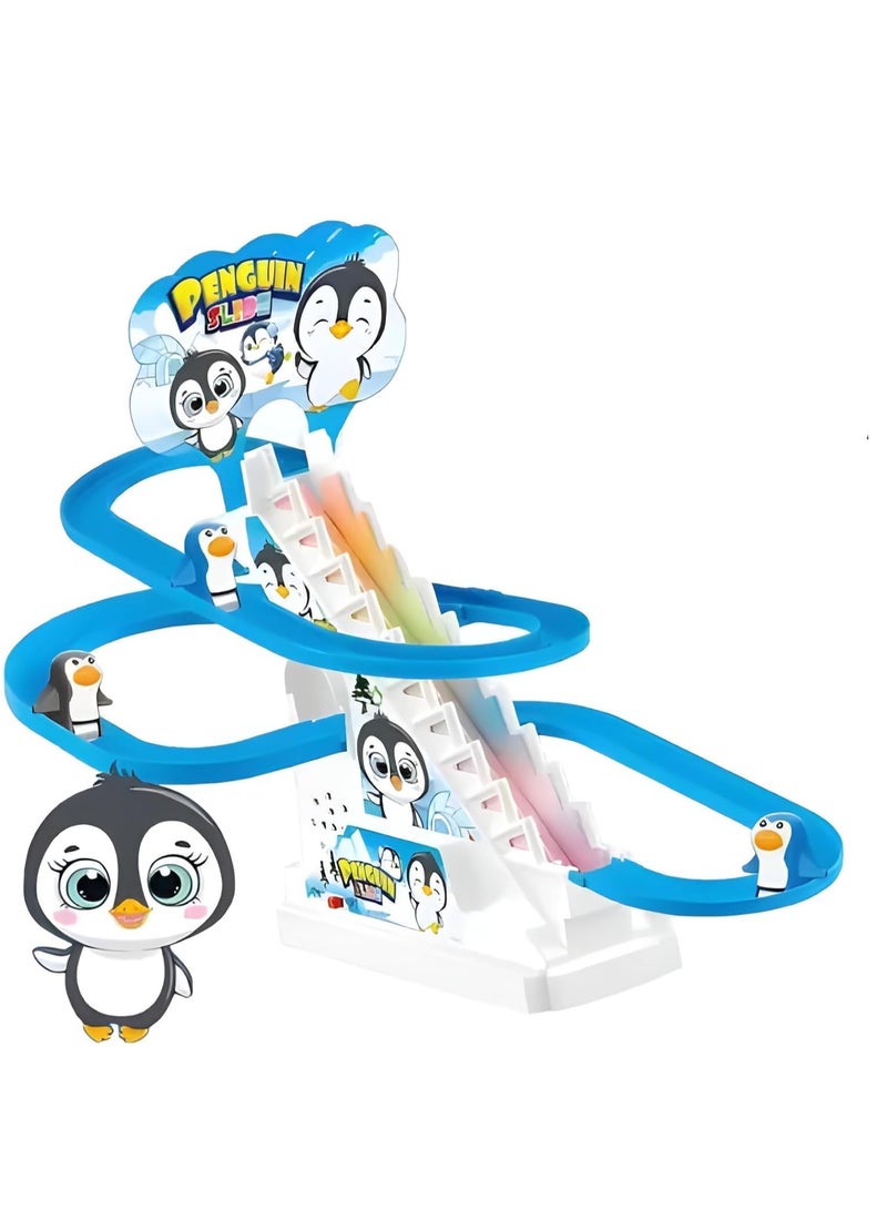 بنجوين مجموعة العاب بتصميم بطريق متسلق سلالم مكونة من 3 قطع، لعبة بنمط بطريق صغير لطيف مع اضواء وموسيقى من (4 ألعاب) - Image 3