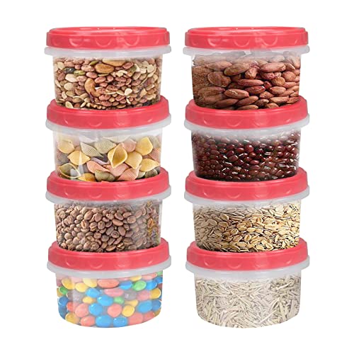 Jucaifu 8 Ounce reuseable small plastic freezer storage container jars with screw lid for food snacks lunch(8Pcs, Red) - Image 1