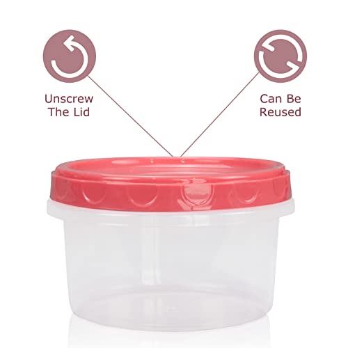 Jucaifu 8 Ounce reuseable small plastic freezer storage container jars with screw lid for food snacks lunch(8Pcs, Red) - Image 5