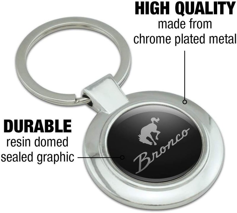 GRAPHICS & MORE Ford Bronco Chrome Logo Keychain - Round Chrome Plated Metal - Image 5