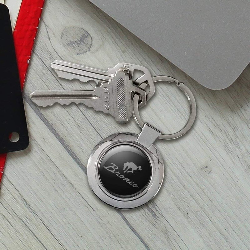 GRAPHICS & MORE Ford Bronco Chrome Logo Keychain - Round Chrome Plated Metal - Image 4