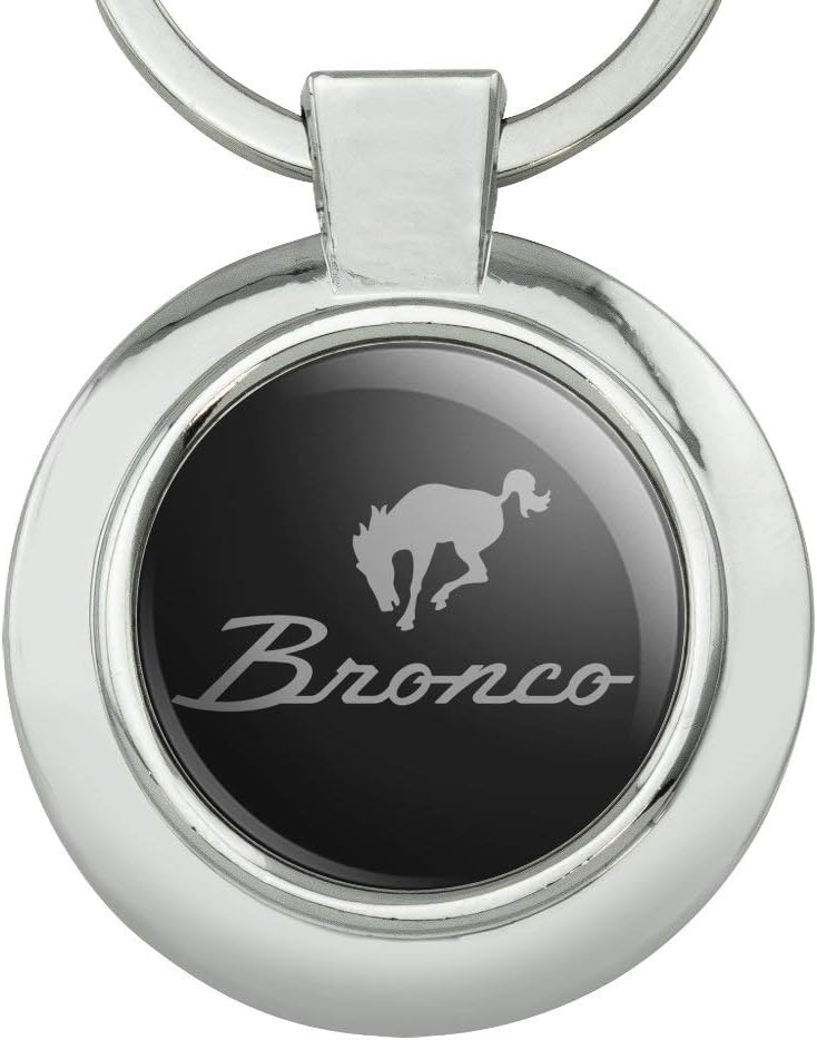 GRAPHICS & MORE Ford Bronco Chrome Logo Keychain - Round Chrome Plated Metal - Image 3