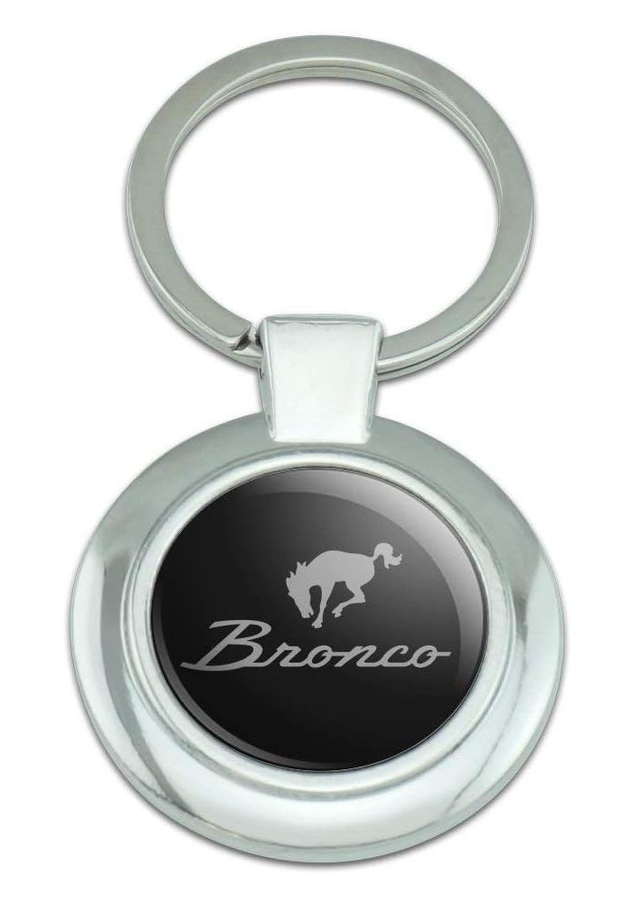 GRAPHICS & MORE Ford Bronco Chrome Logo Keychain - Round Chrome Plated Metal - Image 1